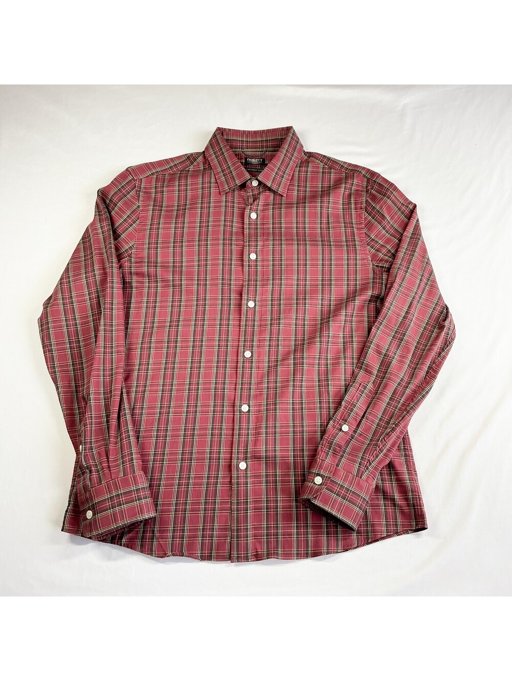 Faherty Reserve The Movement Shirt Red Grey Plaid Long Sleeve Button Down M